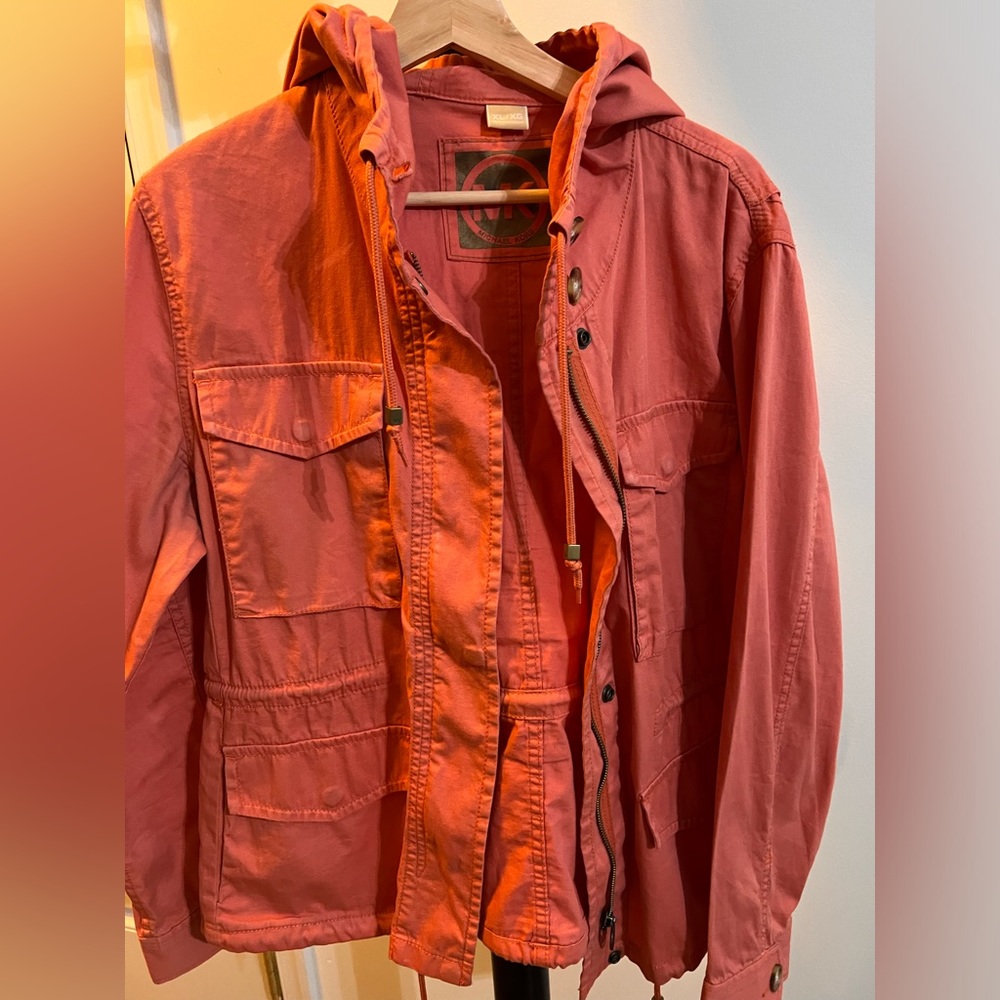 Michael Kors Women Orange Hooded Zippered Jacket